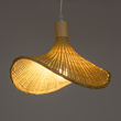 GloboStar® CUBA 01715 Boho Κρεμαστό Φωτιστικό Ανάρτηση Μονόφωτο 1 x E27 IP20 Μπεζ Ξύλο - Μ33 x Π33 x Υ25cm