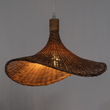 GloboStar® CUBA 01718 Boho Κρεμαστό Φωτιστικό Ανάρτηση Μονόφωτο 1 x E27 IP20 Καφέ Ξύλο - Μ43 x Π43 x Y30cm