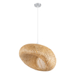 GloboStar® CARIBBEAN 01723 Boho Κρεμαστό Φωτιστικό Ανάρτηση Μονόφωτο 1 x E27 IP20 Μπεζ Ξύλο - Μ45 x Π45 x Υ24cm