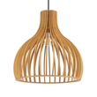 GloboStar® SCANDINAVIA 01697 Μοντέρνο Κρεμαστό Φωτιστικό Πλέγμα Μονόφωτο 1 x E27 IP20 Μπεζ Ξύλο - Μ35 x Π35 x Υ35cm
