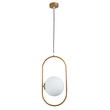 GloboStar® HAMBURG 00592 Μοντέρνο Κρεμαστό Φωτιστικό Μπάλα Μονόφωτο 1 x E14 IP20 Χρυσό Μέταλλο με Λευκό Γυαλί - Μ25 x Π20 x Υ50cm
