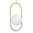GloboStar® HAMBURG 00592 Μοντέρνο Κρεμαστό Φωτιστικό Μπάλα Μονόφωτο 1 x E14 IP20 Χρυσό Μέταλλο με Λευκό Γυαλί - Μ25 x Π20 x Υ50cm