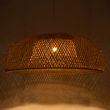 GloboStar® SAN TROPEZ 00673 Boho Κρεμαστό Φωτιστικό Πλέγμα Μονόφωτο 1 x E27 IP20 Μπεζ Ξύλο - Μ100 x Π100 x Y35cm
