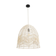 GloboStar® ALOHA 01751 Boho Κρεμαστό Φωτιστικό Καμπάνα Μονόφωτο 1 x E27 IP20 Μπεζ Σχοινί - Μ45 x Π45 x Y48cm