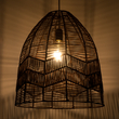 GloboStar® ALOHA 01752 Boho Κρεμαστό Φωτιστικό Καμπάνα Μονόφωτο 1 x E27 IP20 Καφέ Σχοινί - Μ43 x Π43 x Y46cm