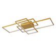 GloboStar® QUADRA 61390 Φωτιστικό Οροφής Design LED CCT 120W 14400lm 120° AC 220-240V - Εναλλαγή Φωτισμού μέσω Τηλεχειριστηρίου All In One Ψυχρό 6000k+Φυσικό 4500k+Θερμό 2700k Dimmable Μ105 x Π60 x Υ19cm - Χρυσό Βούρτσας- 3 Years Warranty