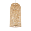GloboStar® CALERO 01710 Boho Μοντέρνο Κρεμαστό Πλέγμα Μονόφωτο 1 x E27 IP20 Μπεζ Ξύλο - Μ25 x Π25 x Υ50cm