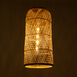 GloboStar® CALERO 01710 Boho Μοντέρνο Κρεμαστό Πλέγμα Μονόφωτο 1 x E27 IP20 Μπεζ Ξύλο - Μ25 x Π25 x Υ50cm