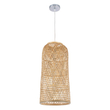 GloboStar® CALERO 01710 Boho Μοντέρνο Κρεμαστό Πλέγμα Μονόφωτο 1 x E27 IP20 Μπεζ Ξύλο - Μ25 x Π25 x Υ50cm
