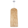 GloboStar® CALERO 01711 Boho Κρεμαστό Φωτιστικό Πλέγμα Μονόφωτο 1 x E27 IP20 Μπεζ Ξύλο - Μ30 x Π30 x Υ70cm