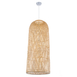 GloboStar® CALERO 01712 Boho Κρεμαστό Φωτιστικό Πλέγμα Μονόφωτο 1 x E27 IP20 Μπεζ Ξύλο - Μ40 x Π40 x Υ90cm