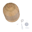 GloboStar® BORA-BORA 01735 Boho Κρεμαστό Φωτιστικό Καμπάνα Μονόφωτο 1 x E27 IP20 Μπεζ Ξύλο - Μ42 x Π42 x Y44cm