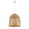GloboStar® BORA-BORA 01735 Boho Κρεμαστό Φωτιστικό Καμπάνα Μονόφωτο 1 x E27 IP20 Μπεζ Ξύλο - Μ42 x Π42 x Y44cm