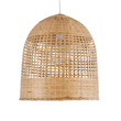 GloboStar® BORA-BORA 01735 Boho Κρεμαστό Φωτιστικό Καμπάνα Μονόφωτο 1 x E27 IP20 Μπεζ Ξύλο - Μ42 x Π42 x Y44cm