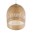 GloboStar® BORA-BORA 01735 Boho Κρεμαστό Φωτιστικό Καμπάνα Μονόφωτο 1 x E27 IP20 Μπεζ Ξύλο - Μ42 x Π42 x Y44cm