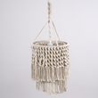 GloboStar® ALGERIA 36204 Boho Κρεμαστό Φωτιστικό Μακραμέ Μονόφωτο 1 x E27 IP20 Μπεζ Ύφασμα - Μ30 x Π30 x Υ40cm