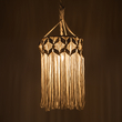 GloboStar® CONGO 36206 Boho Κρεμαστό Φωτιστικό Μακραμέ Μονόφωτο 1 x E27 IP20 Μπεζ Ύφασμα - Μ30 x Π30 x Υ50cm