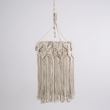 GloboStar® CONGO 36206 Boho Κρεμαστό Φωτιστικό Μακραμέ Μονόφωτο 1 x E27 IP20 Μπεζ Ύφασμα - Μ30 x Π30 x Υ50cm
