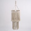 GloboStar® ZAMBIA 36208 Boho Κρεμαστό Φωτιστικό Μακραμέ Μονόφωτο 1 x E27 IP20 Μπεζ Ύφασμα - Μ30 x Π30 x Υ60cm
