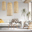 GloboStar® CALERO 01712 Boho Κρεμαστό Φωτιστικό Πλέγμα Μονόφωτο 1 x E27 IP20 Μπεζ Ξύλο - Μ40 x Π40 x Υ90cm