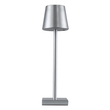 GloboStar® NEGA 60476 Μοντέρνο Επιτραπέζιο Φωτιστικό Πορτατίφ LED 2.2W 154lm 360° DC 5V Επαναφορτιζόμενο με Μπαταρία Li-ion 4000mAh - Διακόπτη Αφής - Θερμό Λευκό 2700K - Dimmable - D10 x H39cm - Ασημί - 2 Years Warranty