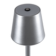 GloboStar® NEGA 60476 Μοντέρνο Επιτραπέζιο Φωτιστικό Πορτατίφ LED 2.2W 154lm 360° DC 5V Επαναφορτιζόμενο με Μπαταρία Li-ion 4000mAh - Διακόπτη Αφής - Θερμό Λευκό 2700K - Dimmable - D10 x H39cm - Ασημί - 2 Years Warranty