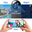 GloboStar® 86075 Επαναφορτιζόμενη Ψηφιακή Έξυπνη Camera Εξώπορτας 1080P WiFi 166° Μοιρών - 2500mAh - Νυχτερινή Όραση με LED IR - Ανιχνευτή Κίνησης - Κουδούνι - Διπλή Κατέυθυνση Ομιλίας - Μαύρο