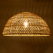 GloboStar® COMORES 01728 Boho Κρεμαστό Φωτιστικό Πλέγμα Μονόφωτο 1 x E27 IP20 Μπεζ Ξύλο - Μ60 x Π60 x Y29cm