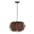 GloboStar® MINORCA 01732 Boho Κρεμαστό Φωτιστικό Ανάρτηση Μονόφωτο 1 x E27 IP20 Καφέ Ξύλο - Μ30 x Π30 x Y18cm