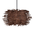 GloboStar® MINORCA 01732 Boho Κρεμαστό Φωτιστικό Ανάρτηση Μονόφωτο 1 x E27 IP20 Καφέ Ξύλο - Μ30 x Π30 x Y18cm