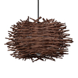 GloboStar® MINORCA 01732 Boho Κρεμαστό Φωτιστικό Ανάρτηση Μονόφωτο 1 x E27 IP20 Καφέ Ξύλο - Μ30 x Π30 x Y18cm