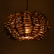 GloboStar® MINORCA 01733 Boho Κρεμαστό Φωτιστικό Ανάρτηση Μονόφωτο 1 x E27 IP20 Καφέ Ξύλο - Μ35 x Π35 x Y23cm