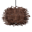 GloboStar® MINORCA 01733 Boho Κρεμαστό Φωτιστικό Ανάρτηση Μονόφωτο 1 x E27 IP20 Καφέ Ξύλο - Μ35 x Π35 x Y23cm