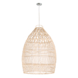 GloboStar® MALIBU 01810 Boho Κρεμαστό Φωτιστικό Καμπάνα Μονόφωτο 1 x E27 IP20 Μπεζ Ξύλο - Μ57 x Π57 x Υ75cm