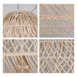 GloboStar® MALIBU 01810 Boho Κρεμαστό Φωτιστικό Καμπάνα Μονόφωτο 1 x E27 IP20 Μπεζ Ξύλο - Μ57 x Π57 x Υ75cm