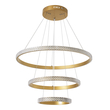 GloboStar® DIAMOND TRIO 61137 Κρεμαστό Φωτιστικό Δαχτυλίδι-Κύκλος LED CCT 100W 12123lm 360° AC 220-240V - Εναλλαγή Φωτισμού μέσω Τηλεχειριστηρίου All In One Ψυχρό 6000k+Φυσικό 4500k+Θερμό 2700k Dimmable Φ25+40+60cm - Χρυσό Βούρτσας - 3 Years Warranty