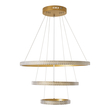 GloboStar® DIAMOND TRIO 61137 Κρεμαστό Φωτιστικό Δαχτυλίδι-Κύκλος LED CCT 100W 12123lm 360° AC 220-240V - Εναλλαγή Φωτισμού μέσω Τηλεχειριστηρίου All In One Ψυχρό 6000k+Φυσικό 4500k+Θερμό 2700k Dimmable Φ25+40+60cm - Χρυσό Βούρτσας - 3 Years Warranty