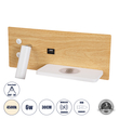 GloboStar® PALADIN 61360 Μοντέρνο Φωτιστικό Τοίχου - Απλίκα Ξενοδοχείου Bed Side LED 6W 720lm 36° AC 220-240V - Reading Light & Κρυφός Φωτισμός - Φορτιστές USB 3A & Wireless 20W - Μ30 x Π11 x Υ12cm - Φυσικό Λευκό 4500K - Ξύλο & Λευκό - Δεξί