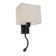 GloboStar® ROULETTE-S 61384 Μοντέρνο Φωτιστικό Τοίχου - Απλίκα Ξενοδοχείου Bed Side LED 3W 360lm & 1 x E27 36° & 360° AC 220-240V - Reading Up/Down Light - Φορτιστής USB 3A - Μ17 x Π20 x Υ37cm - Φυσικό Λευκό 4500K - Καφέ με Μπεζ Καπέλο - Σετ 2 Τεμαχίων