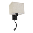 GloboStar® ROULETTE-S 61382 Μοντέρνο Φωτιστικό Τοίχου - Απλίκα Ξενοδοχείου Bed Side LED 3W 360lm & 1 x E27 36° & 360° AC 220-240V - Reading Up/Down Light - Φορτιστής USB 3A - Μ17 x Π20 x Υ37cm - Φυσικό Λευκό 4500K - Μαύρο με Μπεζ Καπέλο - Σετ 2 Τεμαχίων