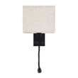 GloboStar® ROULETTE-S 61382 Μοντέρνο Φωτιστικό Τοίχου - Απλίκα Ξενοδοχείου Bed Side LED 3W 360lm & 1 x E27 36° & 360° AC 220-240V - Reading Up/Down Light - Φορτιστής USB 3A - Μ17 x Π20 x Υ37cm - Φυσικό Λευκό 4500K - Μαύρο με Μπεζ Καπέλο - Σετ 2 Τεμαχίων