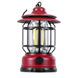 GloboStar® 85694 Αυτόνομο Επαναφορτιζόμενο Φανάρι Camping LED 5W USB 2.0 με Επαναφορτιζόμενη Μπαταρία 1 x 18650 2000mAh Li-ion - IP20 - Dimmable - Κόκκινο με Διάφανο Γυαλί - Θερμό Λευκό 3000K Φ12 x Υ17cm