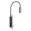 GloboStar® GOOSE 60882 Μοντέρνο Φωτιστικό Τοίχου - Απλίκα Ξενοδοχείου Bed Side LED 6W 600lm 36° & 360° AC 220-240V - Reading Light & 360° Κρυφός Φωτισμός - Φορτιστής USB 3A - Μ15.5 x Π15 x Υ30.5cm - Φυσικό Λευκό 4500K - Γκρι Ανθρακί - 3 Xρόνια Εγγύηση