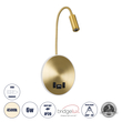 GloboStar® GOOSE 60885 Μοντέρνο Φωτιστικό Τοίχου - Απλίκα Ξενοδοχείου Bed Side LED 6W 600lm 36° & 360° AC 220-240V - Reading Light & 360° Κρυφός Φωτισμός - Φορτιστής USB 3A - Μ15.5 x Π15 x Υ30.5cm - Φυσικό Λευκό 4500K - Χρυσό Βούρτσας - 3 Xρόνια Εγγύηση