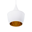 GloboStar® SHANGHAI 01026-A Μοντέρνο Κρεμαστό Φωτιστικό Καμπάνα Μονόφωτο 1 x E27 IP20 Λευκό & Χρυσό Μέταλλο - Μ25 x Π25 x Υ30cm