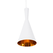 GloboStar® SHANGHAI 01026-C Μοντέρνο Κρεμαστό Φωτιστικό Καμπάνα Μονόφωτο 1 x E27 IP20 Λευκό & Χρυσό Μέταλλο - Μ19 x Π19 x Υ38cm