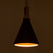 GloboStar® CALYPSO 01334-C Μοντέρνο Κρεμαστό Φωτιστικό Καμπάνα Μονόφωτο 1 x E27 IP20 Μαύρο & Χρυσό Μέταλλο με Μπεζ Ξύλο - Μ25 x Π25 x Υ40cm