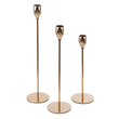 GloboStar® ISABELLA 35110 ΣΕΤ 3 Τεμ. Κηροπήγια Μεταλλικά Χάλκινα Φ8 x Υ33cm - Φ8 x Υ28.5cm - Φ8 x Υ23cm