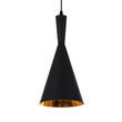 GloboStar® SHANGHAI 01025-C Μοντέρνο Κρεμαστό Φωτιστικό Καμπάνα Μονόφωτο 1 x E27 IP20 Μαύρο & Χρυσό Μέταλλο - Μ19 x Π19 x Υ38cm