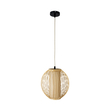 GloboStar® HIBISCUS 01934 Boho Κρεμαστό Φωτιστικό Πλέγμα Μονόφωτο 1 x E27 IP20 Μπεζ Ξύλο - Μ28 x Π28 x Υ28cm